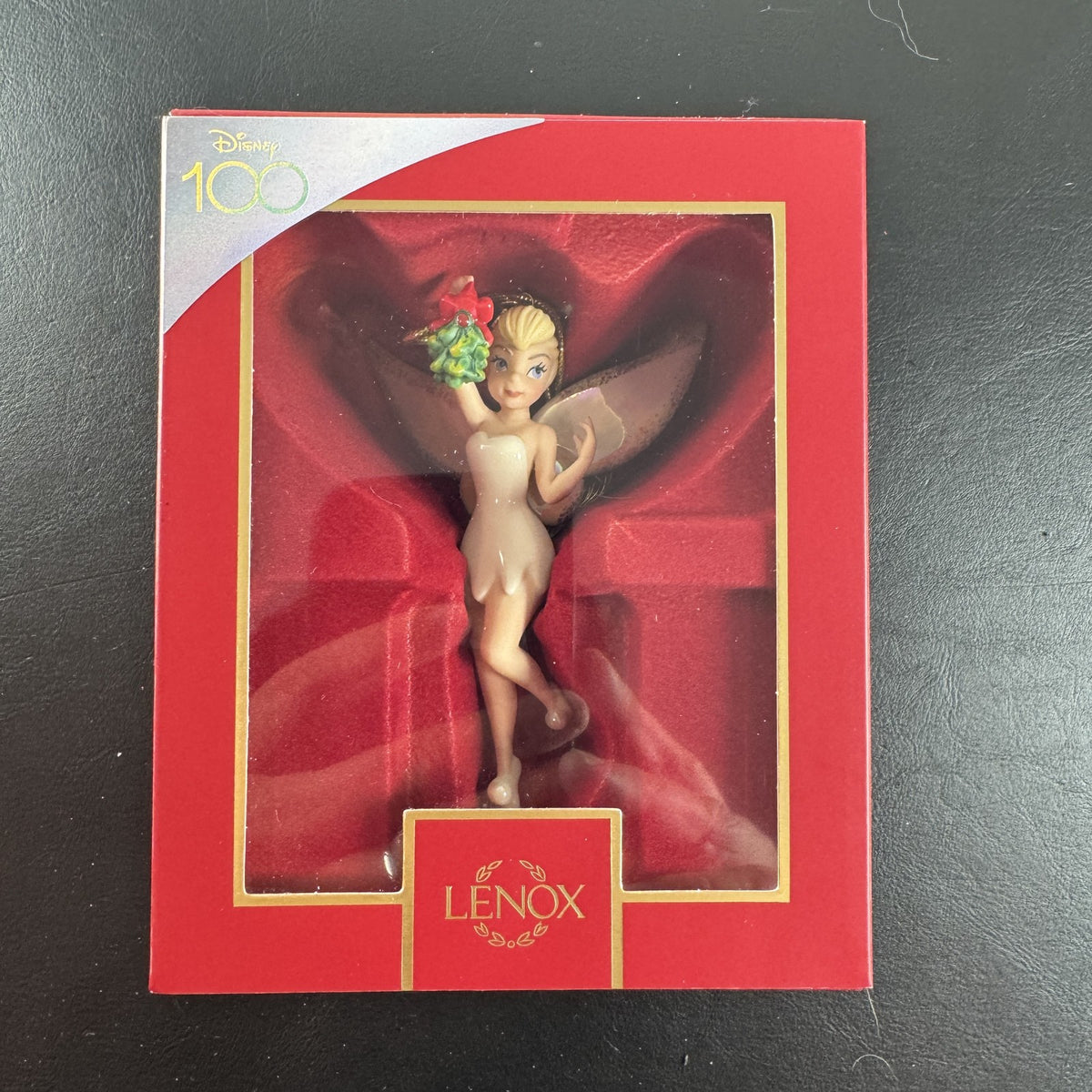 Lenox Disney 100 Tinker Bell mistletoe Christmas ornament in original packaging