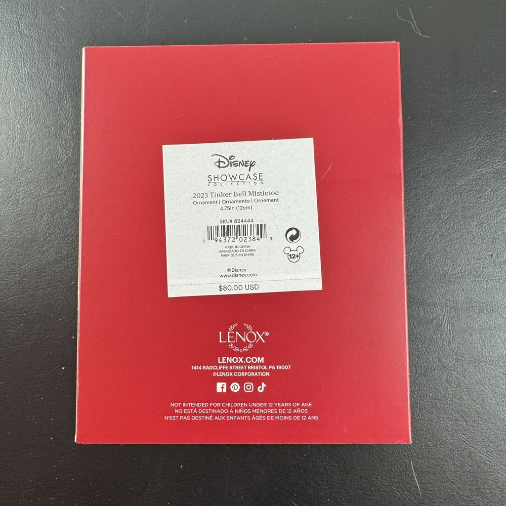 Lenox Disney 100 Tinker Bell mistletoe Christmas ornament in original packaging