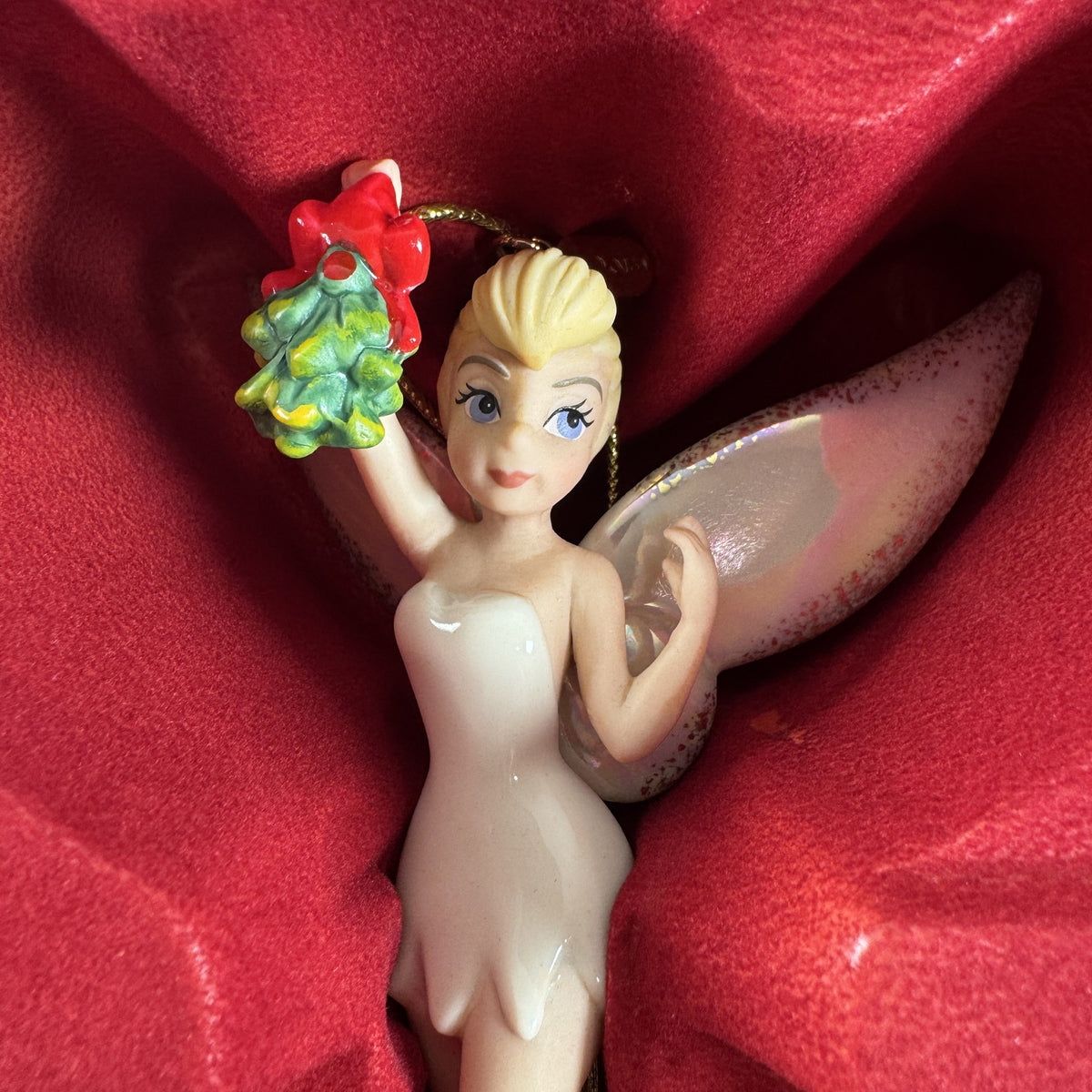 Lenox Disney 100 Tinker Bell mistletoe fairy porcelain Christmas ornament in box