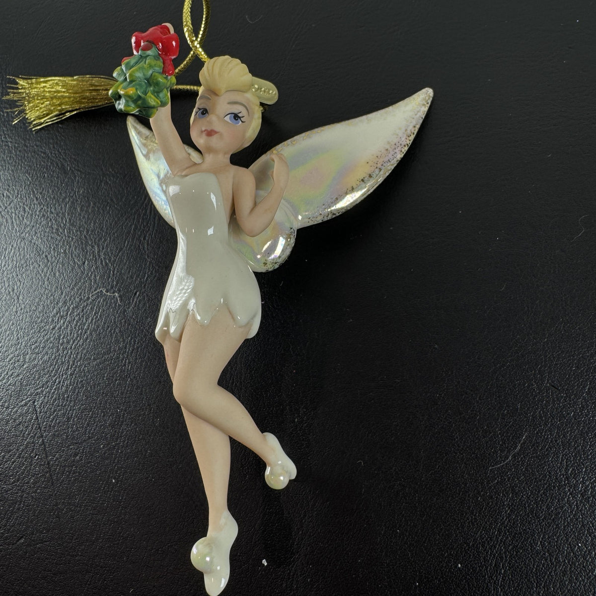 Lenox Disney 100 Tinker Bell mistletoe fairy porcelain Christmas ornament in box