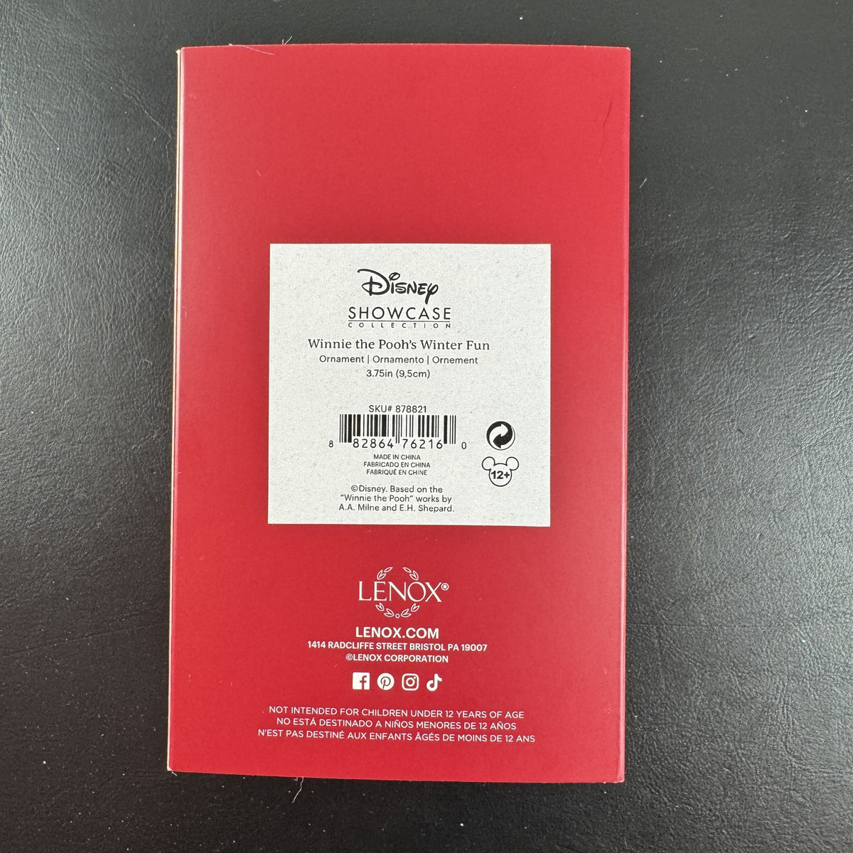Lenox Disney Showcase Winnie the Pooh Winter Fun porcelain ornament personalized with Aaron in original box
