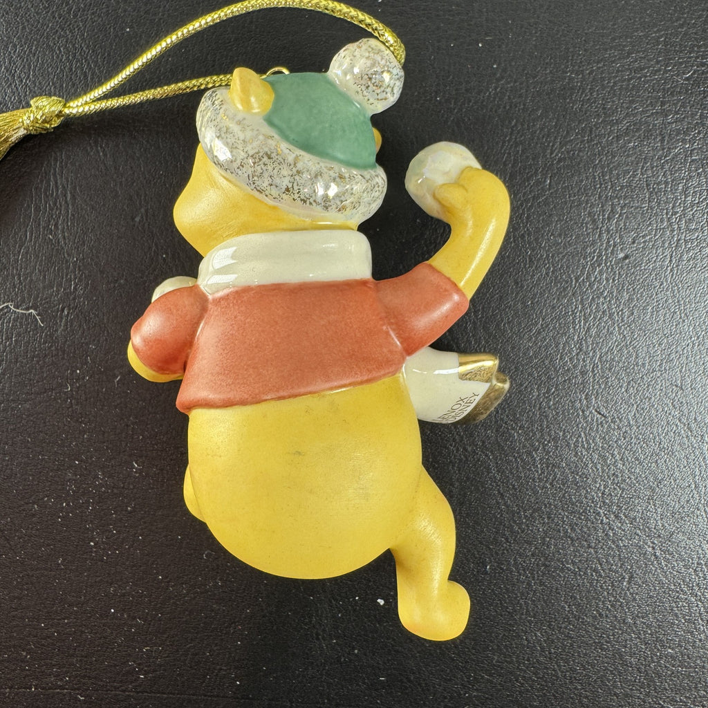 Lenox Disney Showcase Winnie the Pooh Winter Fun porcelain ornament personalized with Aaron in original box