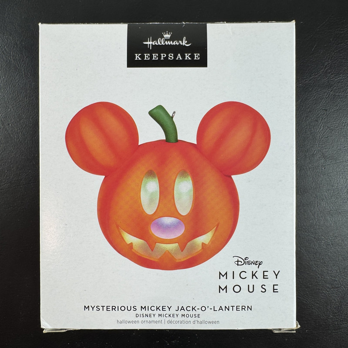 Hallmark Keepsake Disney Mickey Mouse orange jack-o'-lantern light-up Halloween ornament in original box