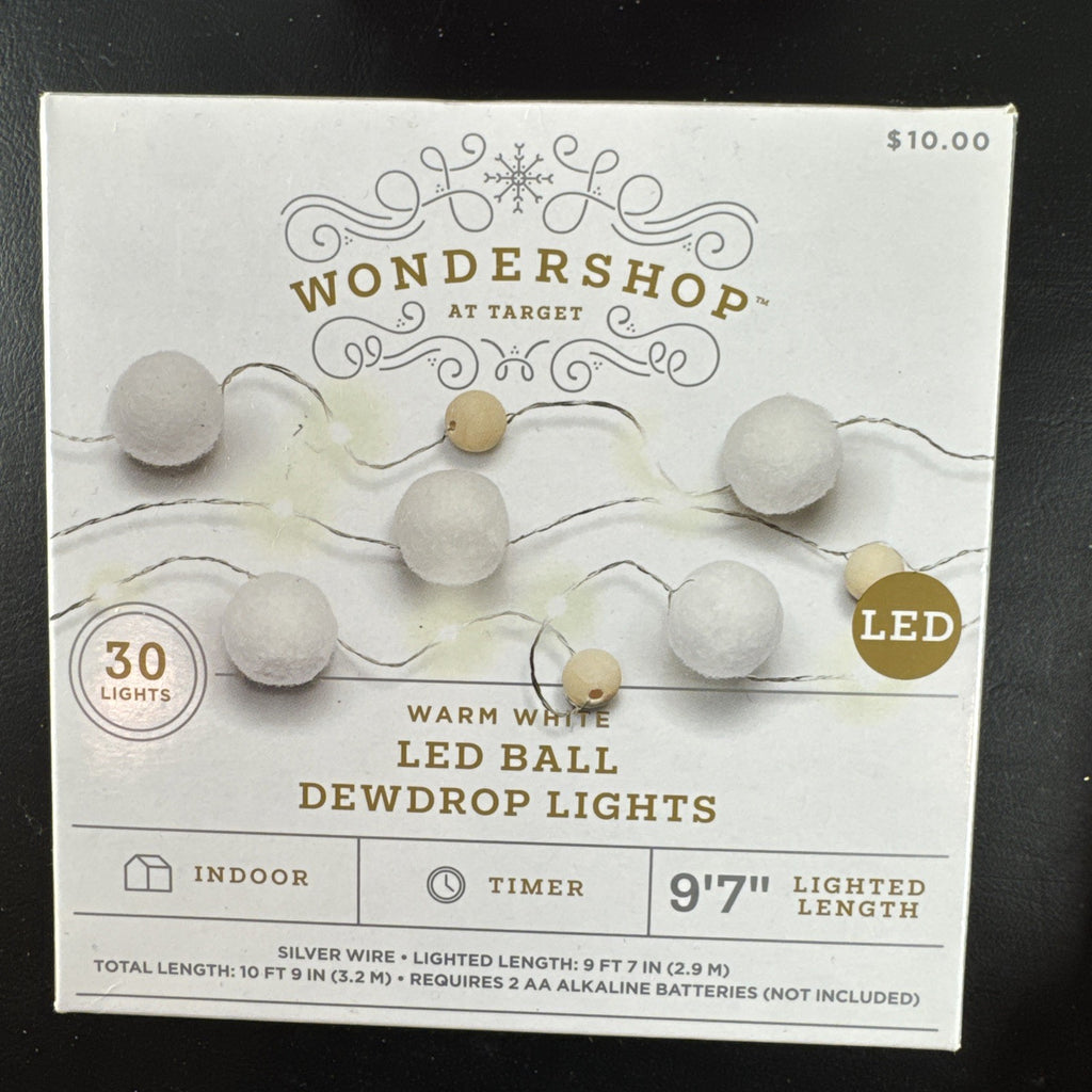 Lot of 3 brand new Target Wondershop and North Spruce Lane holiday LED string lights in packaging.