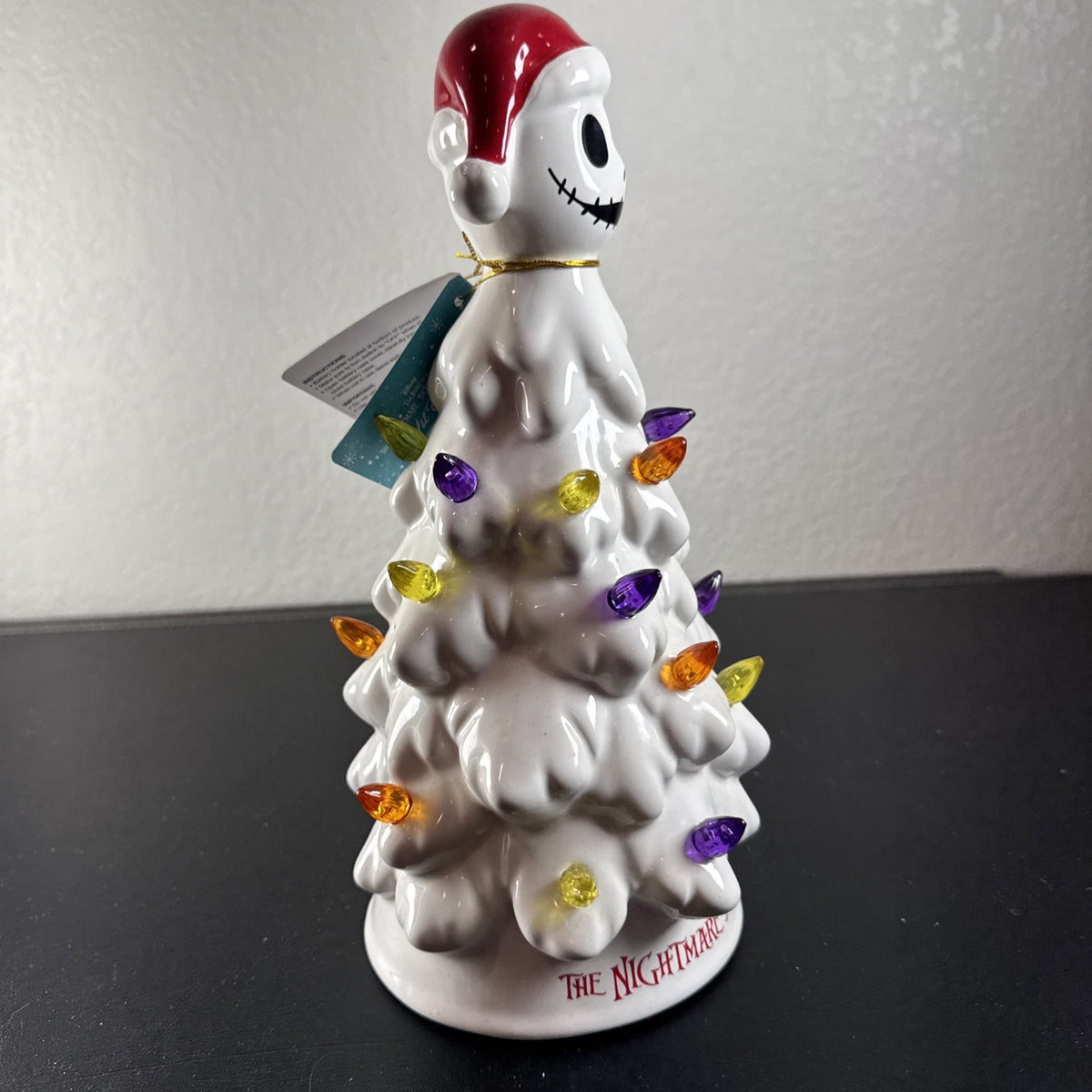 Disney Nightmare Before Christmas Jack Skellington light-up white ceramic tabletop holiday tree 11 inch