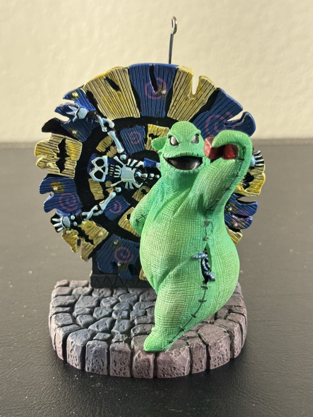 Disney Nightmare Before Christmas resin Oogie Boogie roulette wheel ornament with hanging wire and flat base