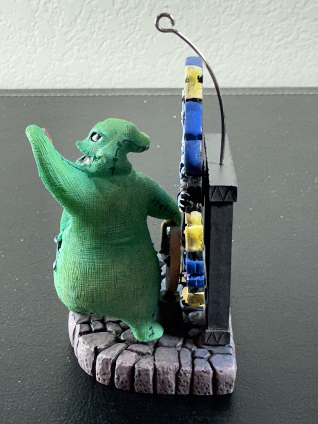 Disney Nightmare Before Christmas resin Oogie Boogie roulette wheel ornament with hanging wire and flat base