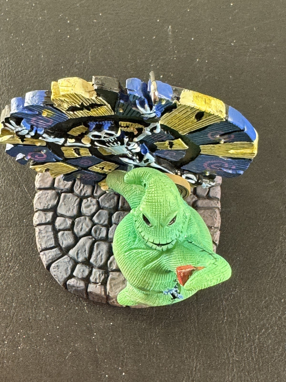 Disney Nightmare Before Christmas resin Oogie Boogie roulette wheel ornament with hanging wire and flat base