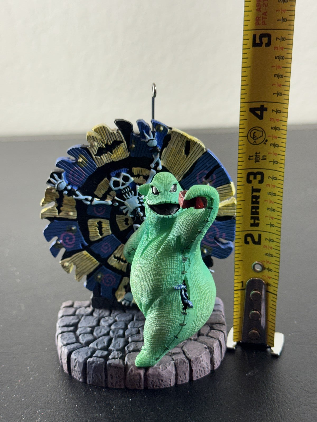 Disney Nightmare Before Christmas resin Oogie Boogie roulette wheel ornament with hanging wire and flat base