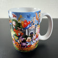 Disney Parks Grandma ceramic mug with Mickey Mouse, Sleeping Beauty Castle, and classic characters wraparound graphic.