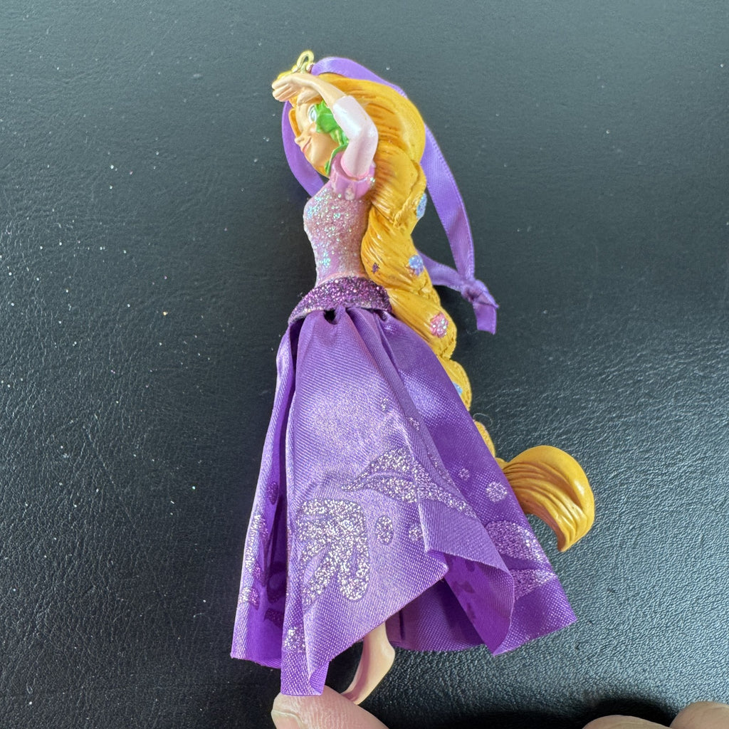 Disney Rapunzel and Pascal resin Christmas ornament with purple satin dress and glitter details