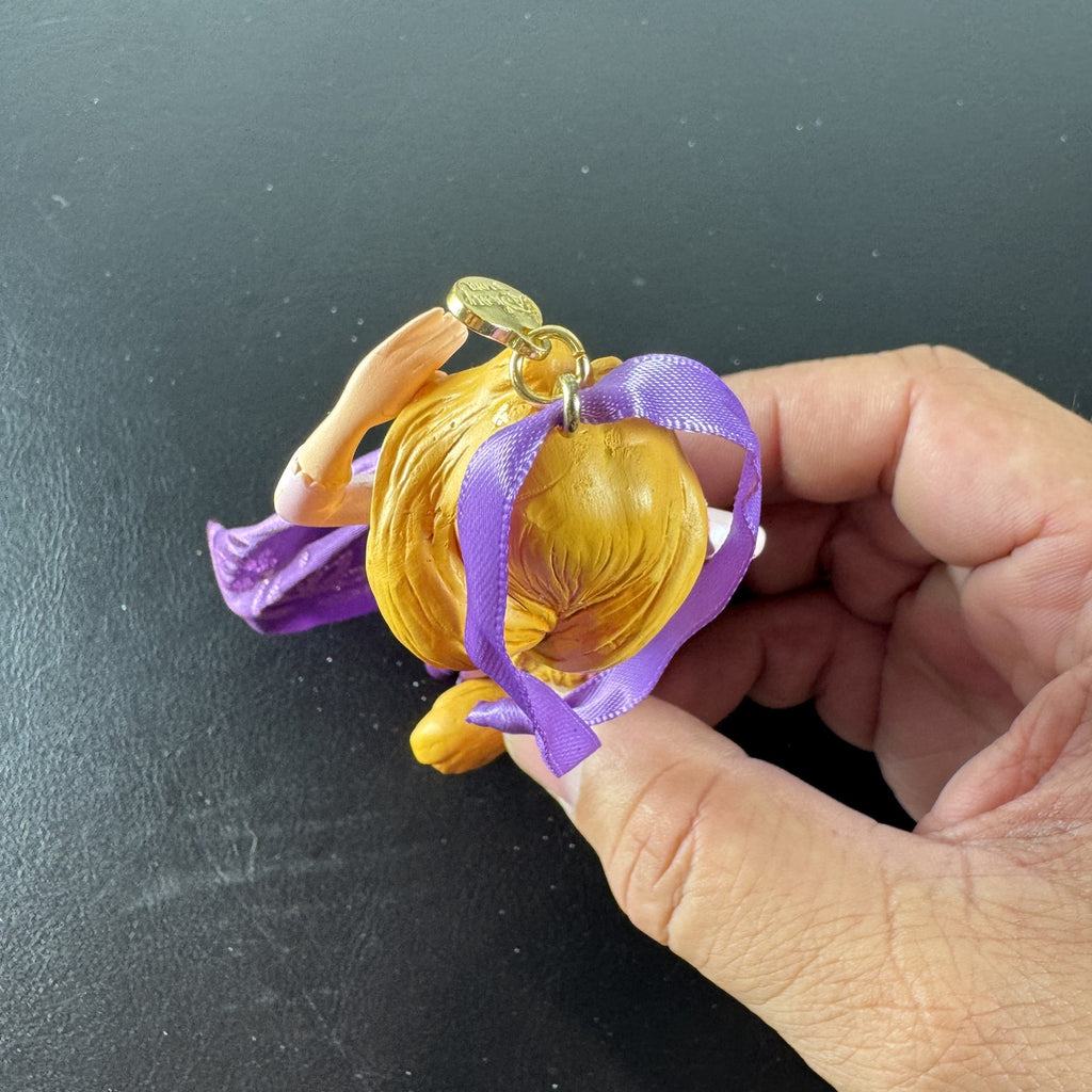 Disney Rapunzel and Pascal resin Christmas ornament with purple satin dress and glitter details