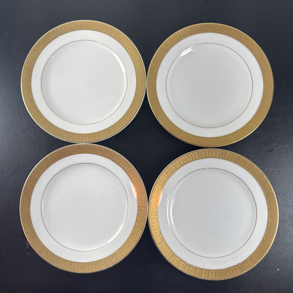 Set of 4 vintage Sango Georgetown fine china salad plates with gold trim made in Japan