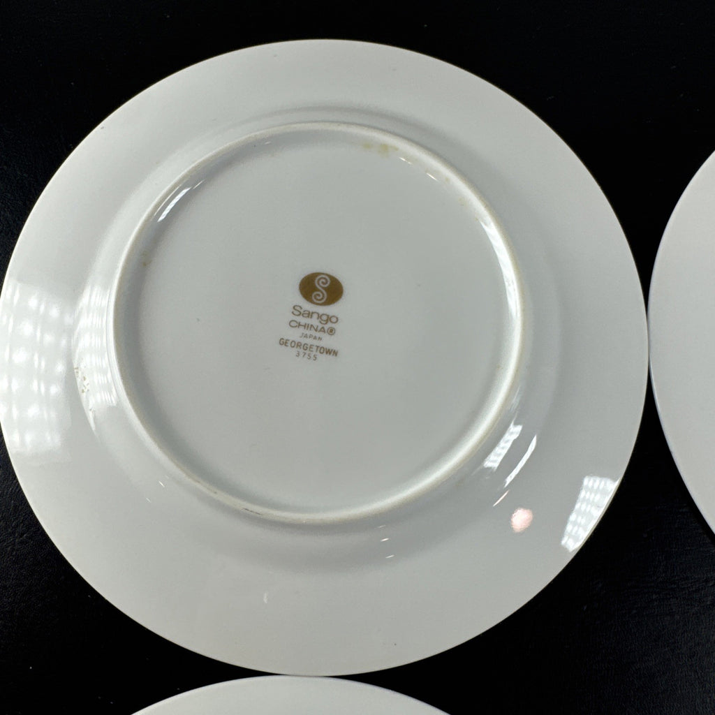Set of 4 vintage Sango Georgetown fine china salad plates with gold trim made in Japan