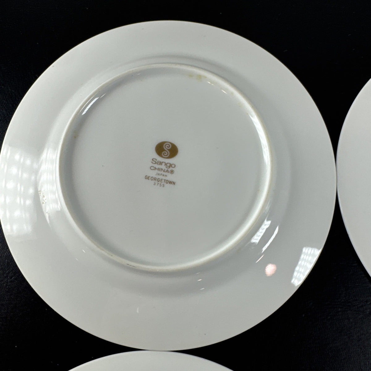 Set of 4 vintage Sango Georgetown fine china salad plates with gold trim made in Japan