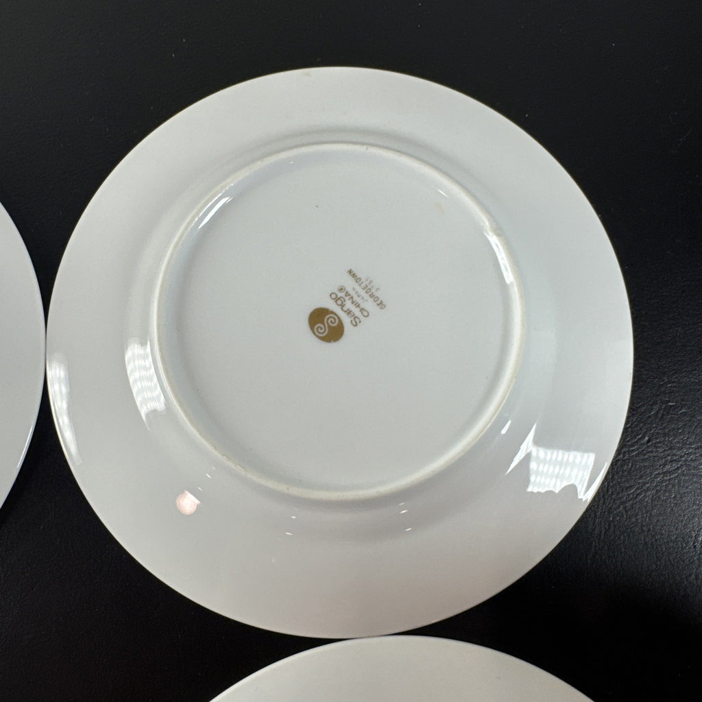 Set of 4 vintage Sango Georgetown fine china salad plates with gold trim made in Japan