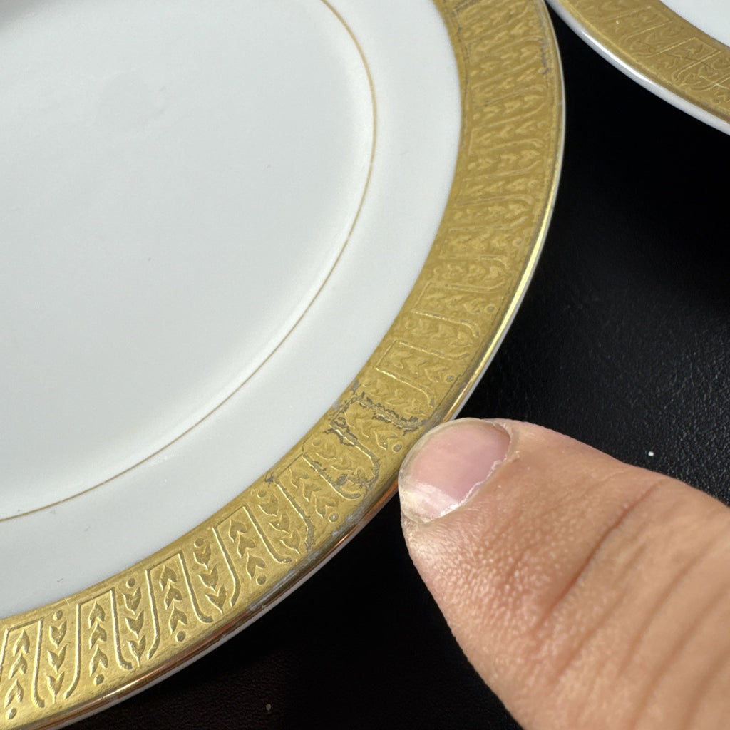 Set of 4 vintage Sango Georgetown fine china salad plates with gold trim made in Japan