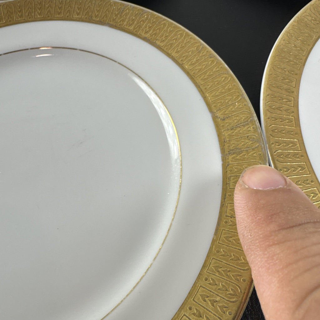 Set of 4 vintage Sango Georgetown fine china salad plates with gold trim made in Japan