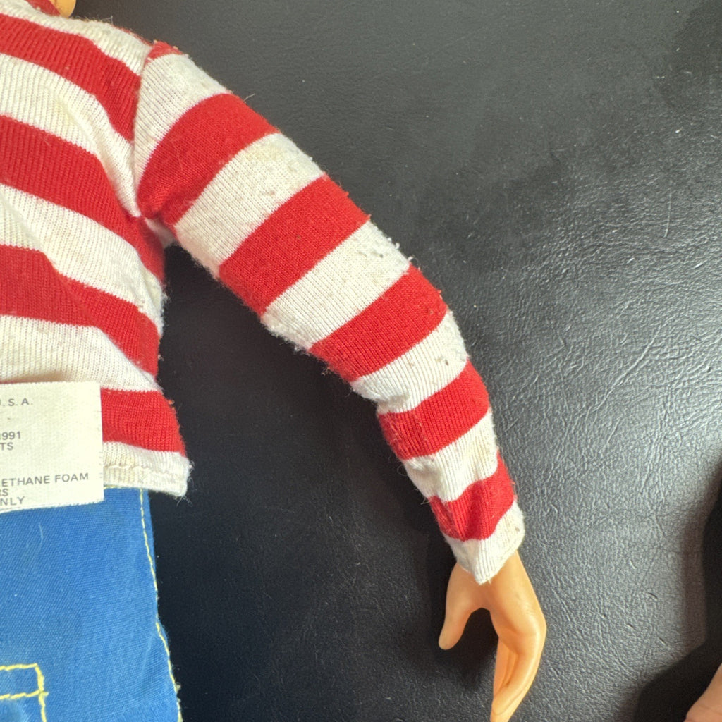 Vintage 1991 Mattel Where's Waldo 18-inch plush and vinyl doll figure with belt accessory