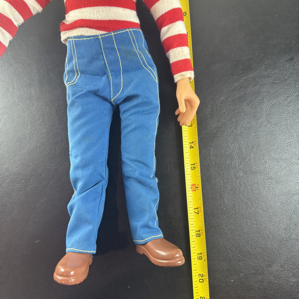 Vintage 1991 Mattel Where's Waldo 18-inch plush and vinyl doll figure with belt accessory