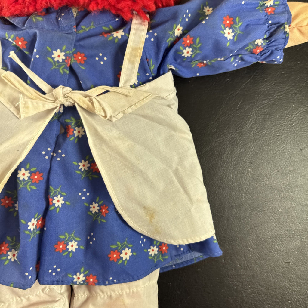 Vintage 1987 Playskool Raggedy Ann 18 inch cloth rag doll in blue dress and white apron