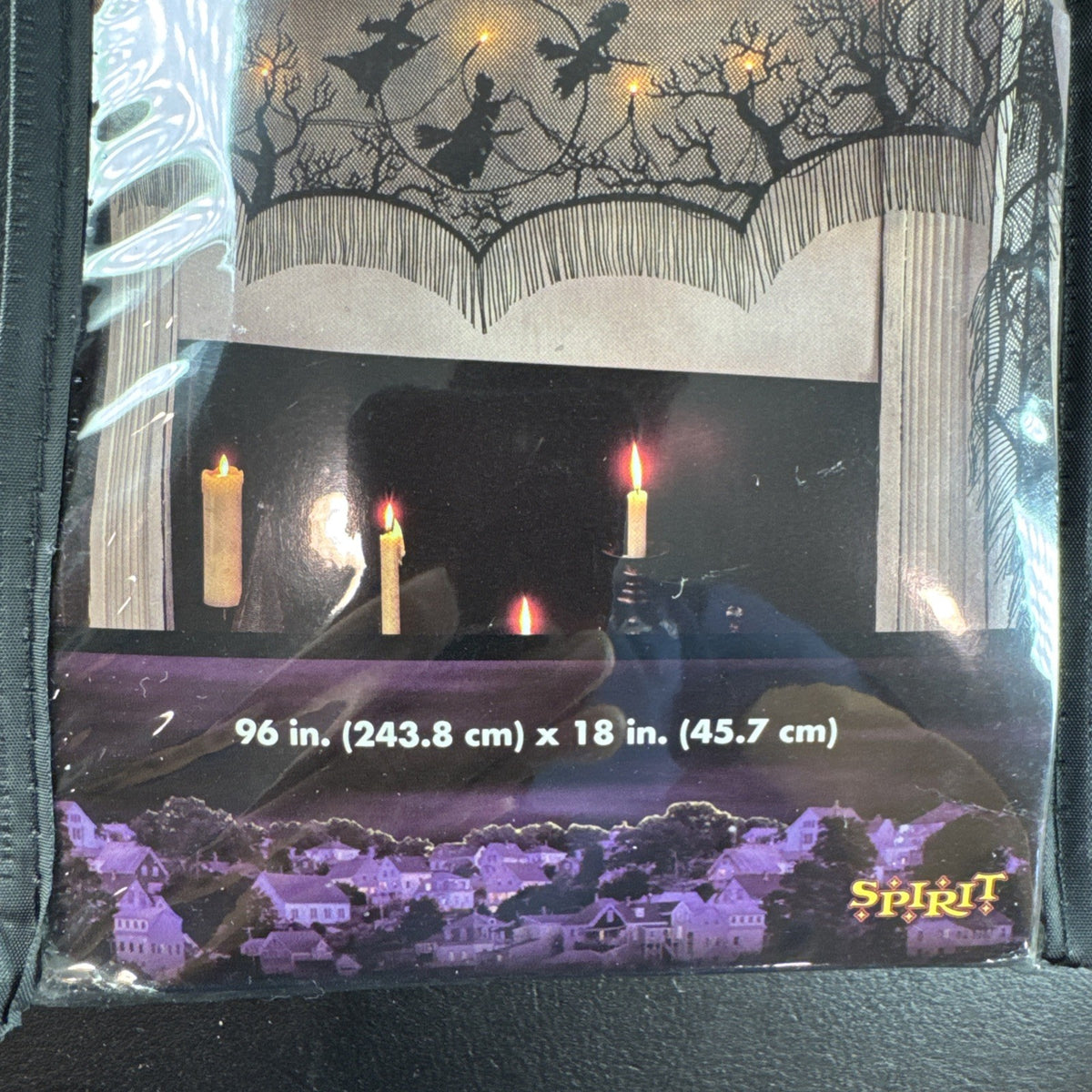 Disney Hocus Pocus light-up black polyester Halloween mantel scarf measuring 96 by 18 inches