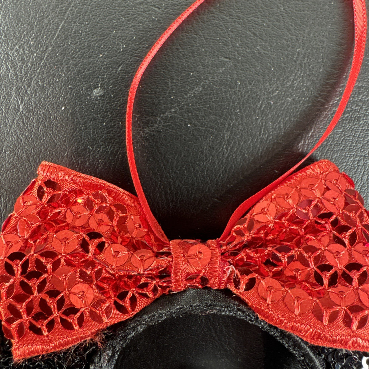 Disney Parks Minnie Mouse Christmas headband ornament featuring sequined ears and bow