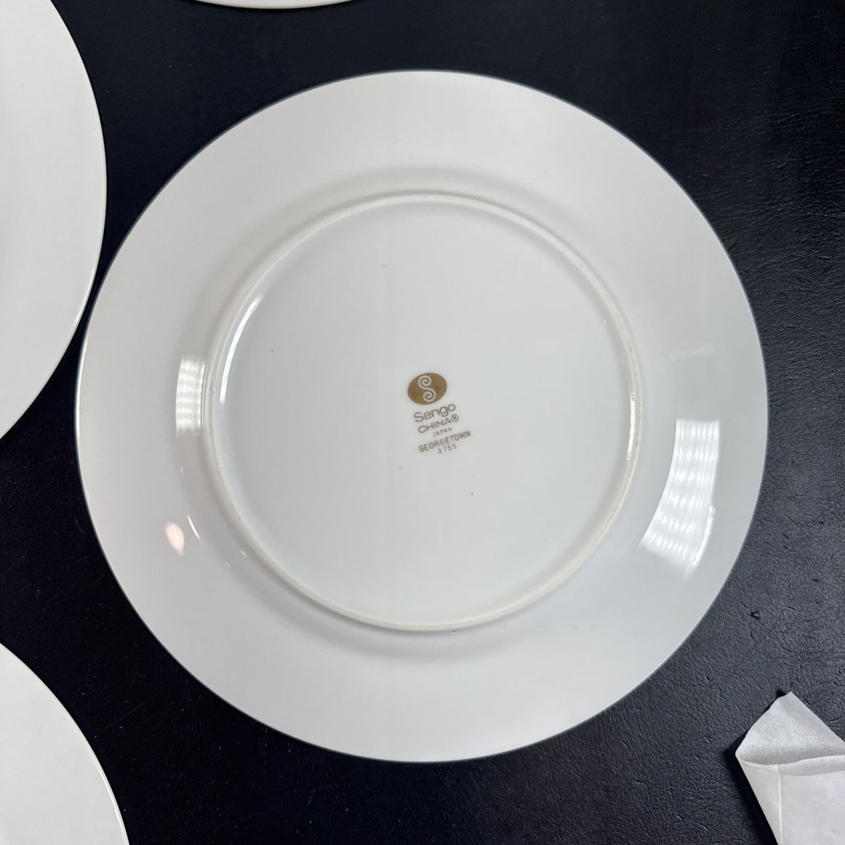 Set of six 8-inch Sango Georgetown 3755 fine china salad plates with gold trim made in Japan