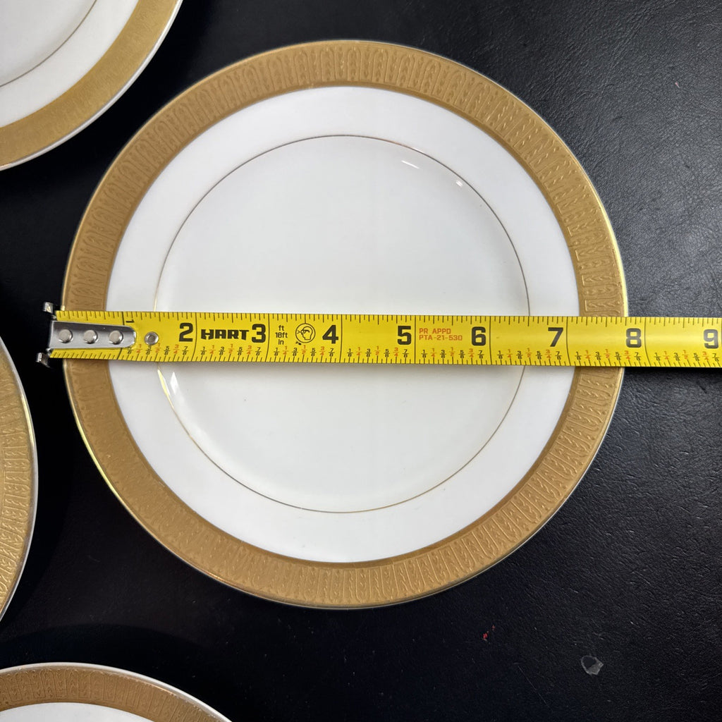 Set of six 8-inch Sango Georgetown 3755 fine china salad plates with gold trim made in Japan