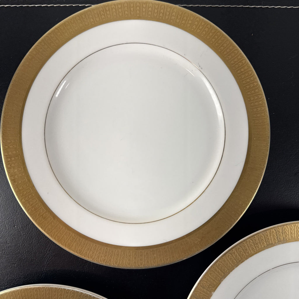 Set of six 8-inch Sango Georgetown 3755 fine china salad plates with gold trim made in Japan