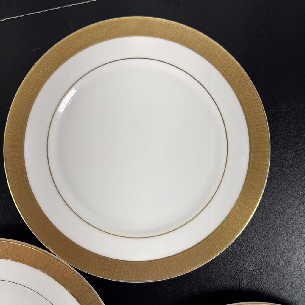 Set of six 8-inch Sango Georgetown 3755 fine china salad plates with gold trim made in Japan
