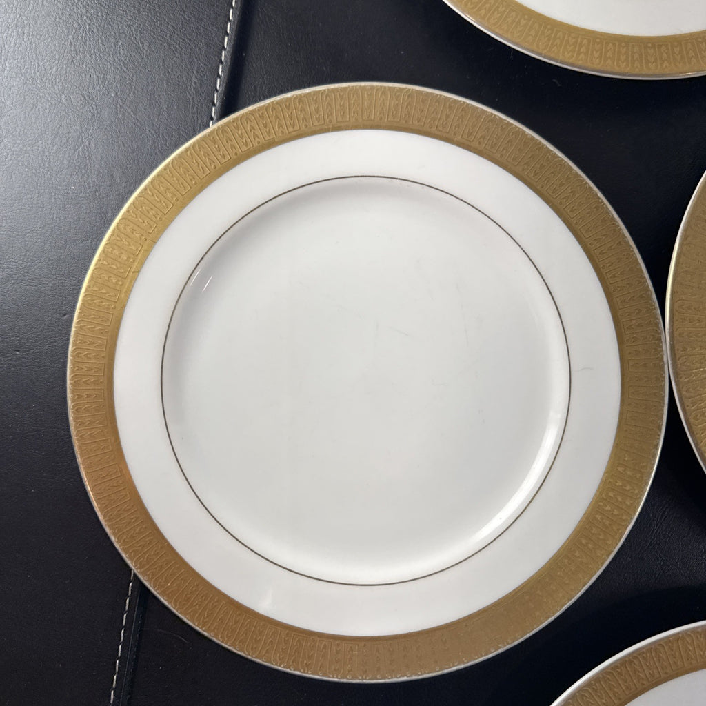 Set of six 8-inch Sango Georgetown 3755 fine china salad plates with gold trim made in Japan