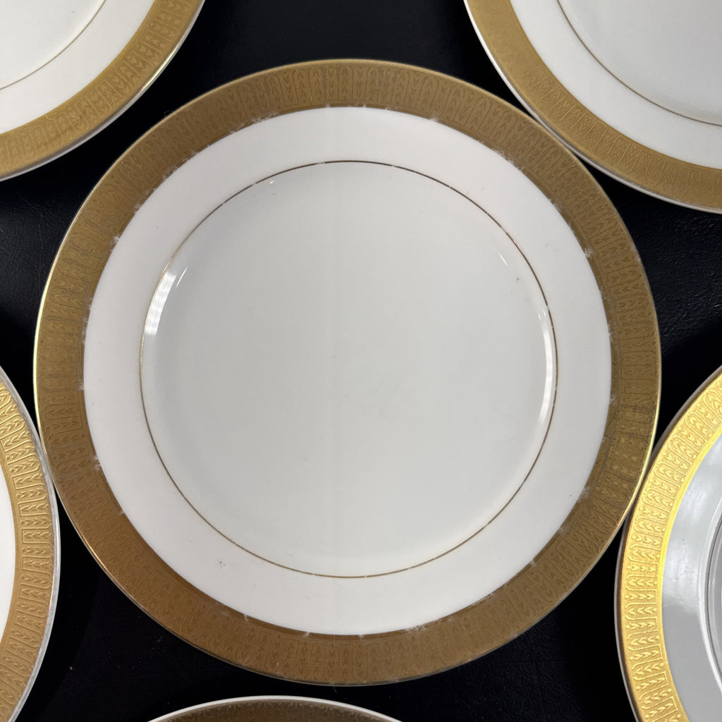 Set of six 8-inch Sango Georgetown 3755 fine china salad plates with gold trim made in Japan