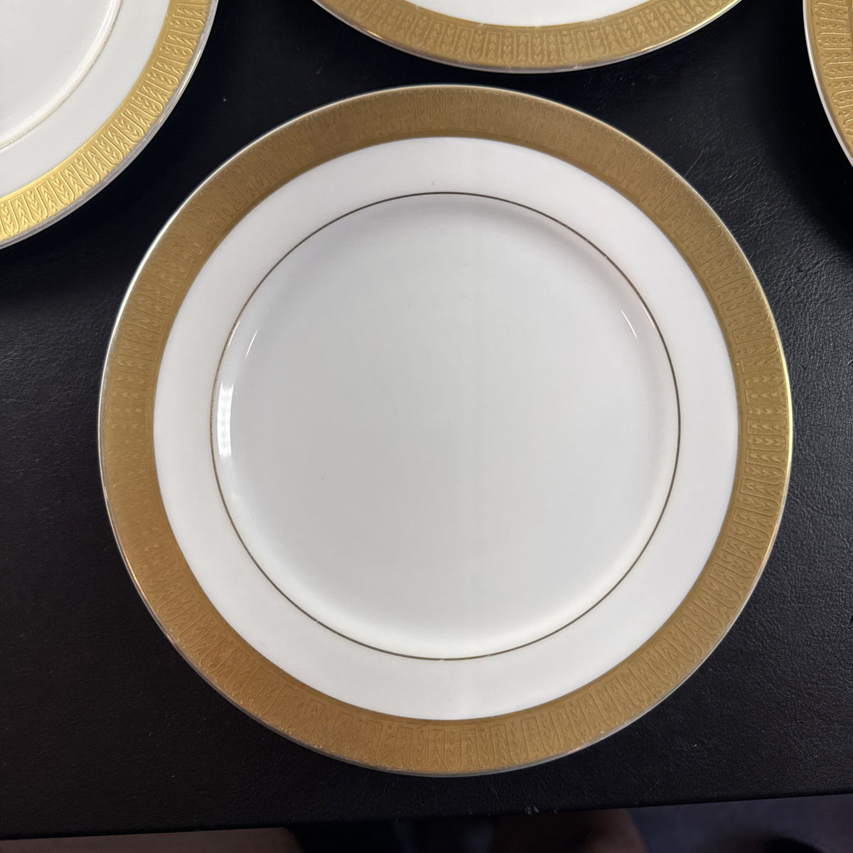 Set of six 8-inch Sango Georgetown 3755 fine china salad plates with gold trim made in Japan
