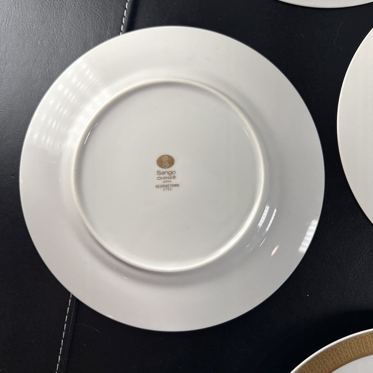 Set of six 8-inch Sango Georgetown 3755 fine china salad plates with gold trim made in Japan