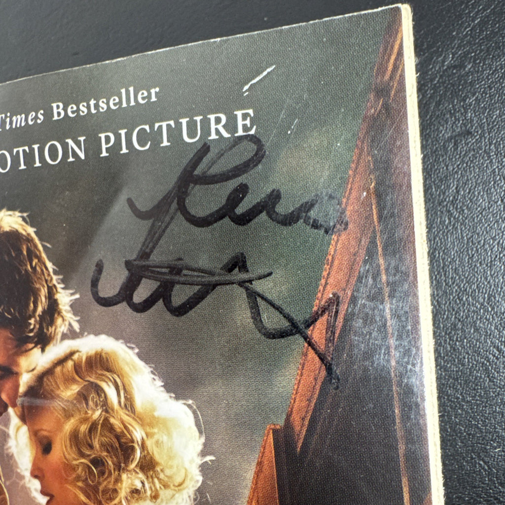 Front cover of Water for Elephants movie tie-in paperback by Sara Gruen with unverified Robert Pattinson signature.