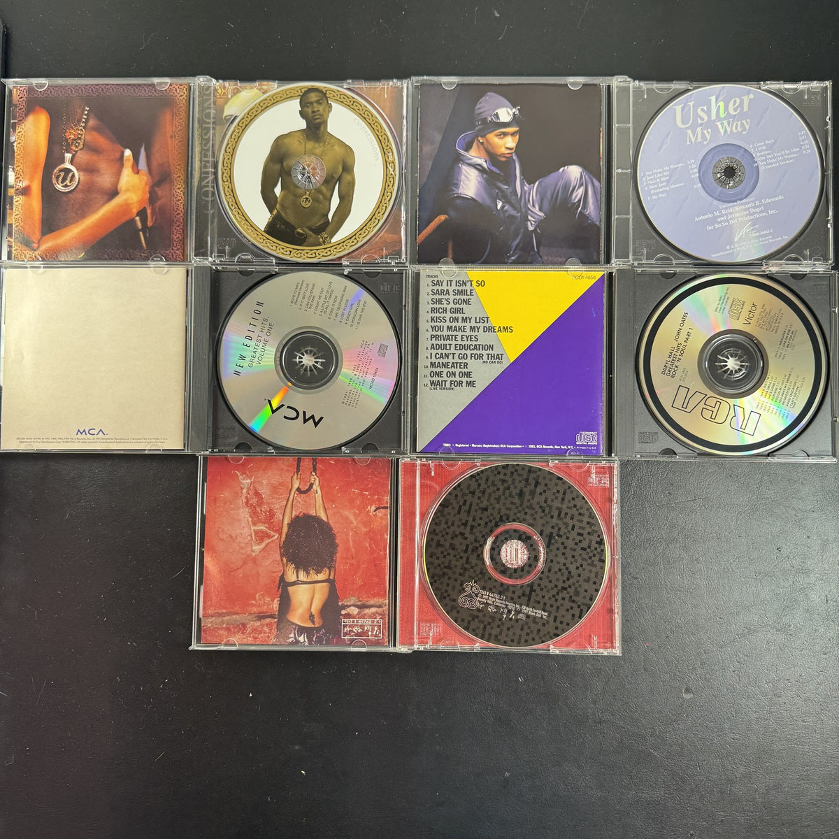 Set of 5 classic R&B and pop CD albums including Usher Confessions and Janet Jackson The Velvet Rope