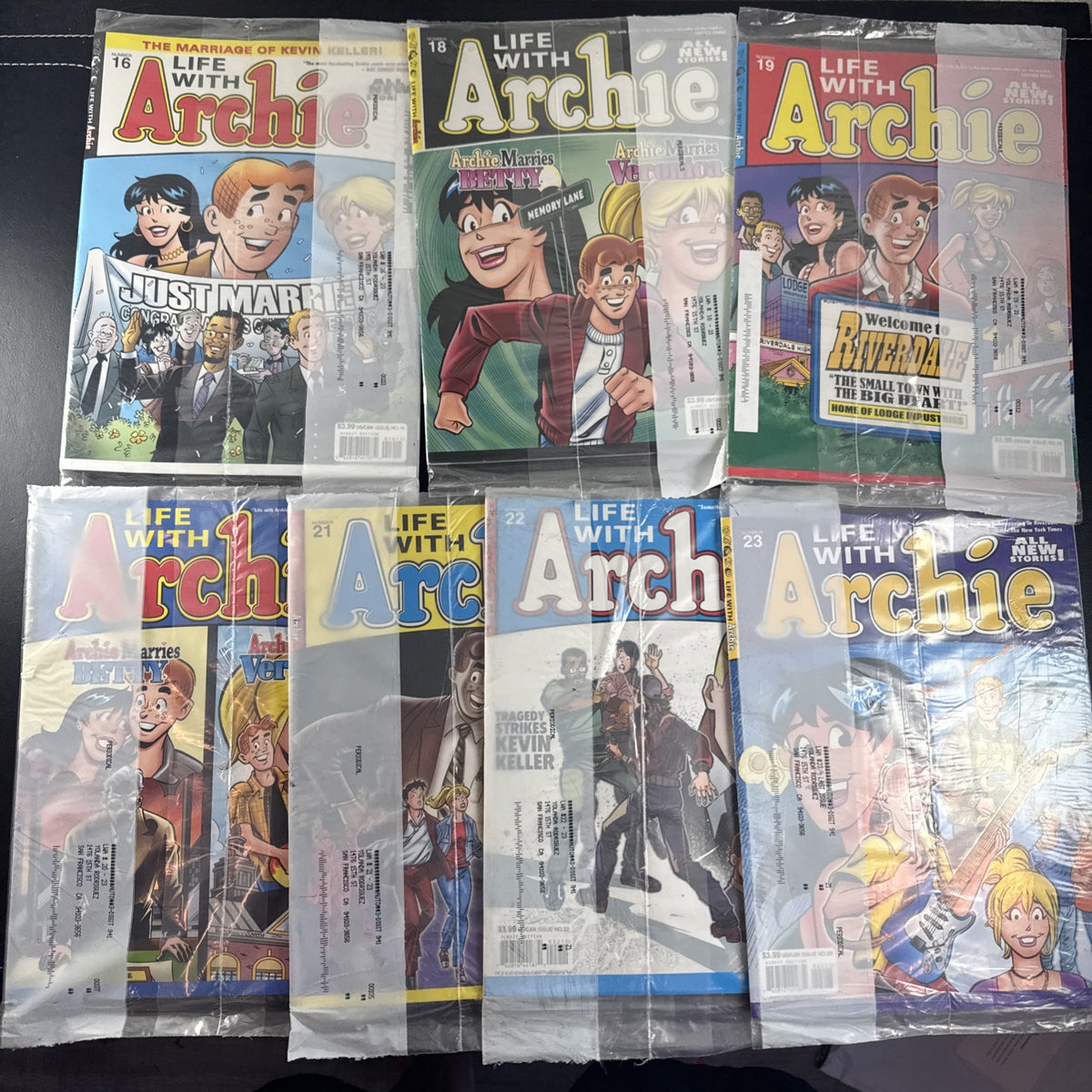 Life with Archie subscriber polybag magazine lot of 7 factory sealed issues including key issue 16