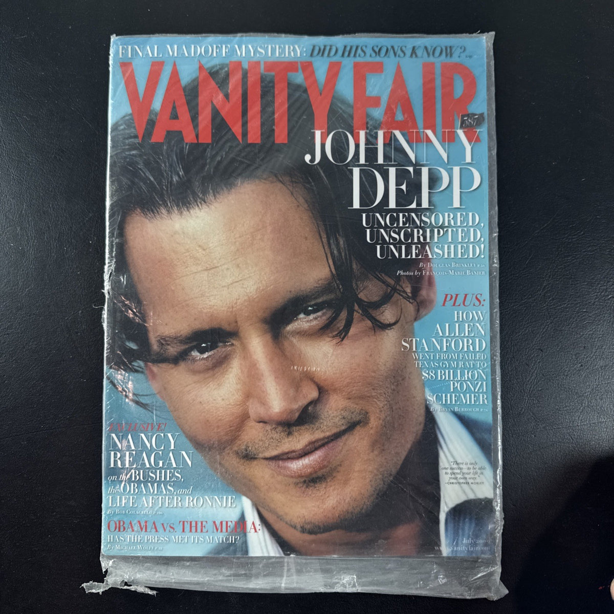 Factory-sealed July 2009 Vanity Fair magazine featuring Johnny Depp on the cover in original plastic sleeve.