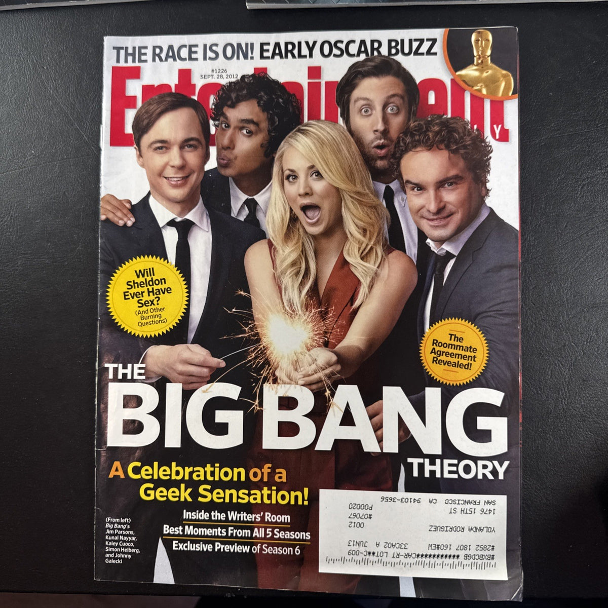 Set of 3 2012 Big Bang Theory magazines including two SDCC TV Guide specials and an Entertainment Weekly issue.