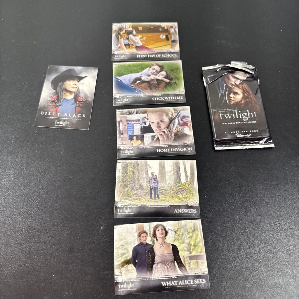 2008 Inkworks Twilight movie base trading cards lot of 6 with original empty foil pack wrapper