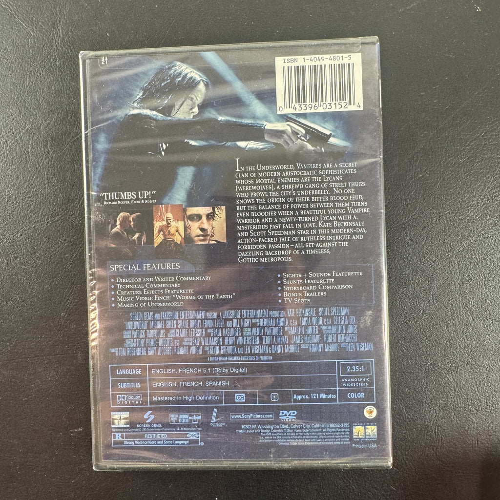 Front cover of Underworld Widescreen Special Edition DVD starring Kate Beckinsale, brand new and factory sealed.