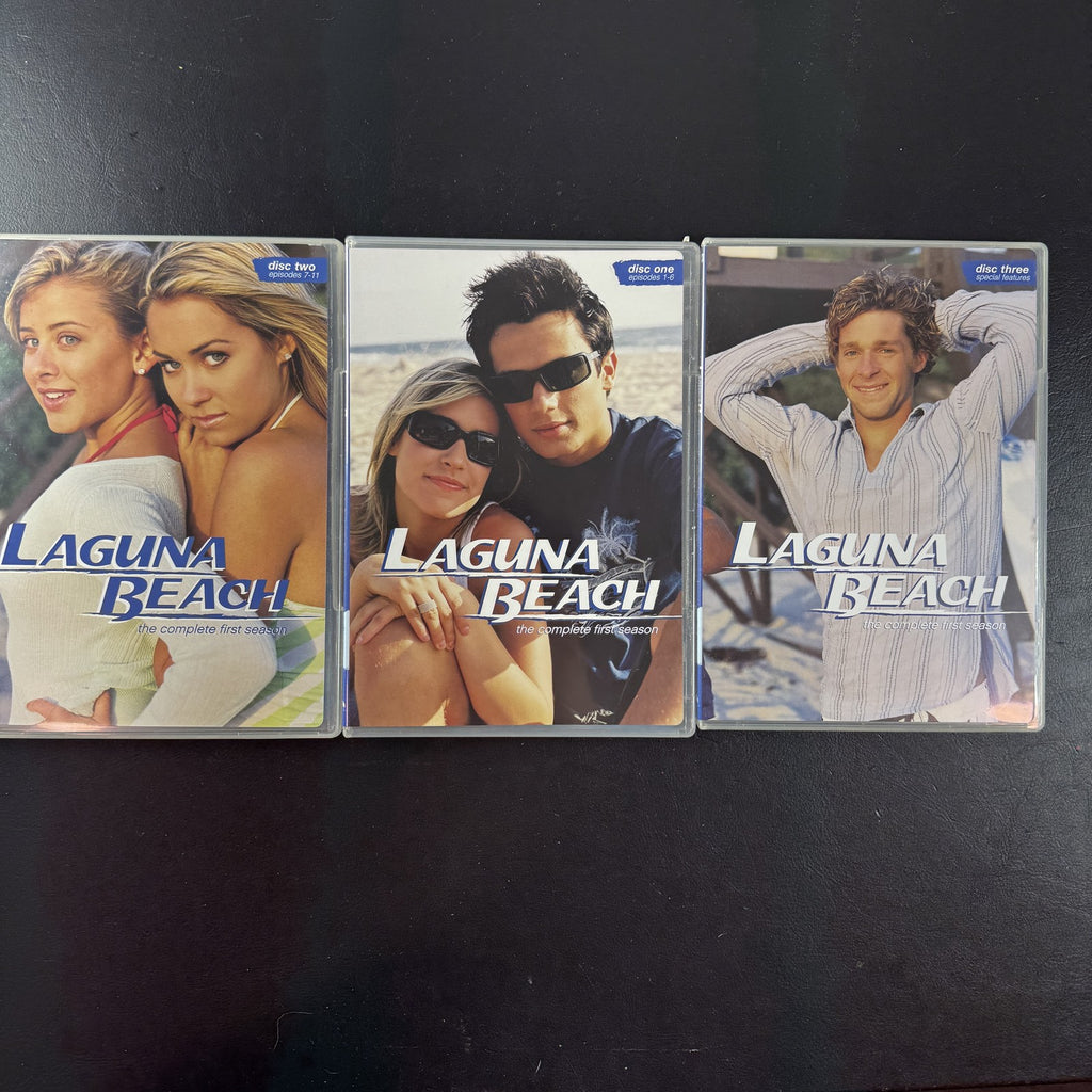 MTV Laguna Beach Season 1 DVD box set in outer slipcase, featuring 2000s teen drama reality TV series.