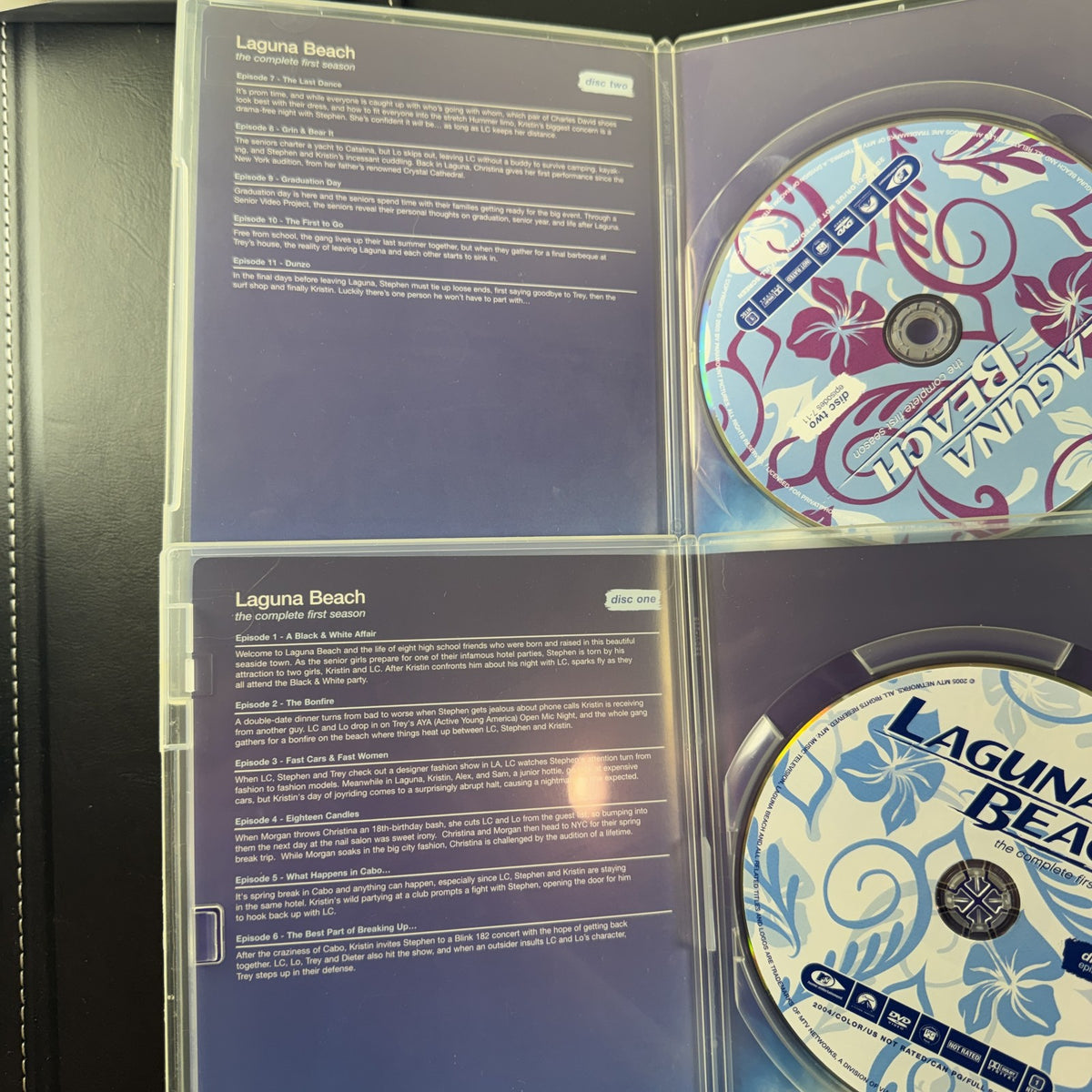 MTV Laguna Beach Season 1 DVD box set in outer slipcase, featuring 2000s teen drama reality TV series.