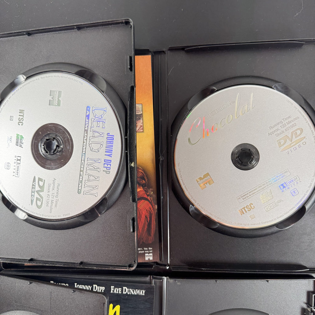 Johnny Depp 4-Film DVD Bundle featuring Dead Man, Chocolat, Don Juan DeMarco, and The Brave.