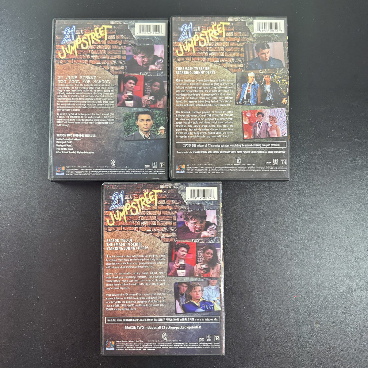 21 Jump Street 3-DVD lot featuring Season 1, Season 2, and Best Of Too Cool For School sets starring Johnny Depp.
