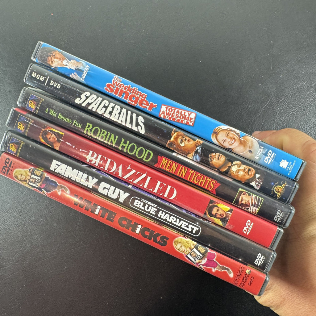 Lot of 6 classic comedy DVDs including Spaceballs, White Chicks, and The Wedding Singer.