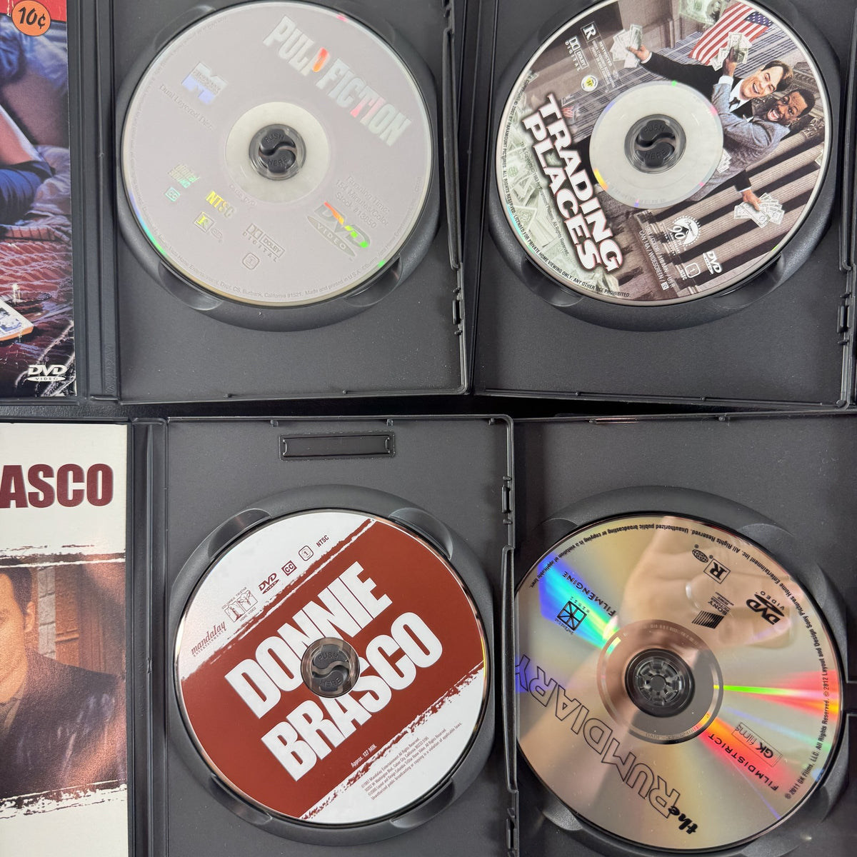 Collection of 6 DVD feature films including Pulp Fiction, Inglourious Basterds, and Donnie Brasco.