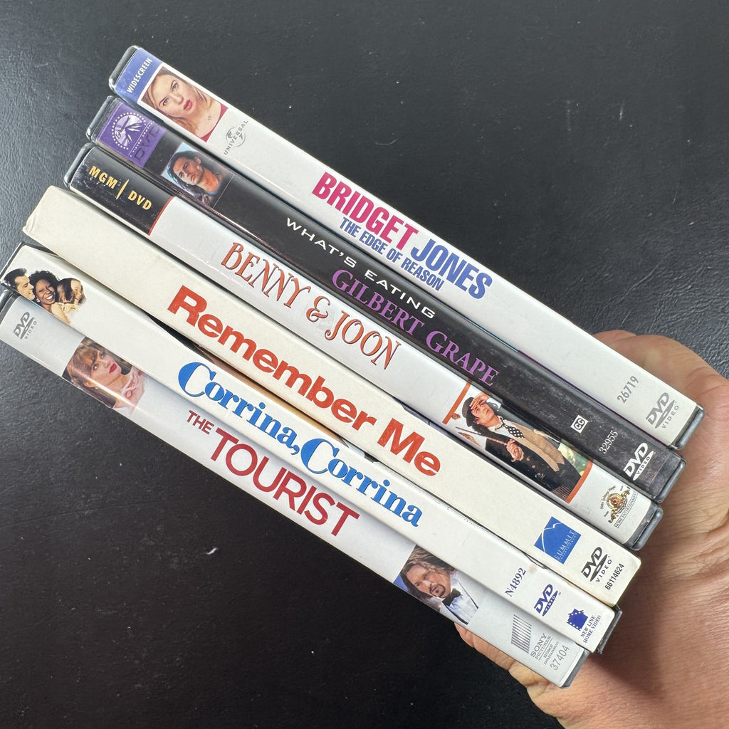 6 DVD movie lot featuring What's Eating Gilbert Grape and Benny and Joon in Very Good condition.