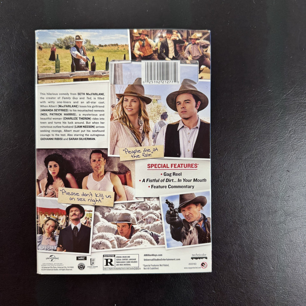 Brand new factory sealed DVD case for A Million Ways to Die in the West starring Seth MacFarlane and Charlize Theron.